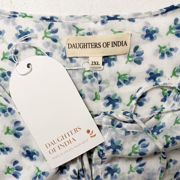 NWT Daughters Of India Kyra Mini‎ Dress in Azure Blue & White Floral - Picture 11 of 12